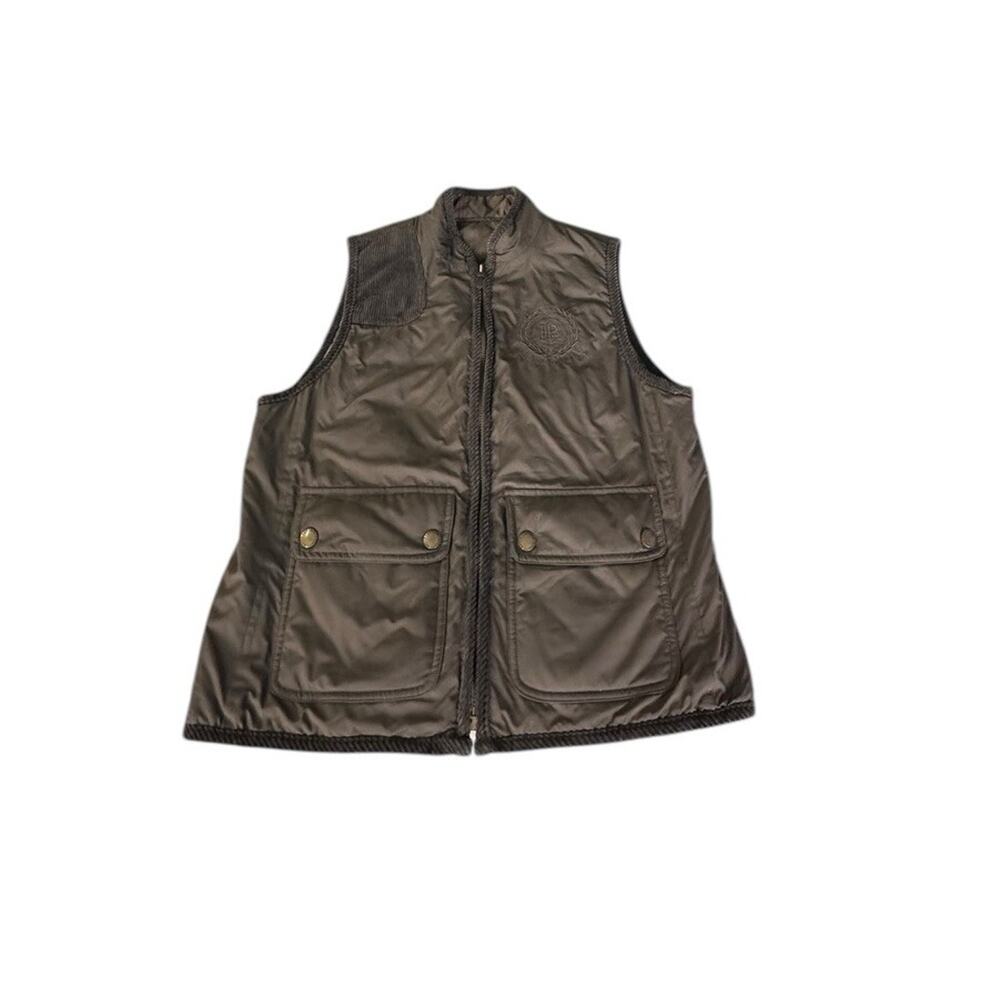 Lauren Ralph Lauren Reversible Quilted Vest Equestrian Brown Plaid Women's L